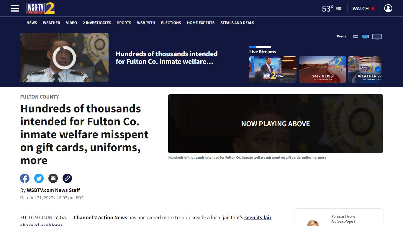 Hundreds of thousands intended for Fulton Co. inmate welfare ... - Atlanta